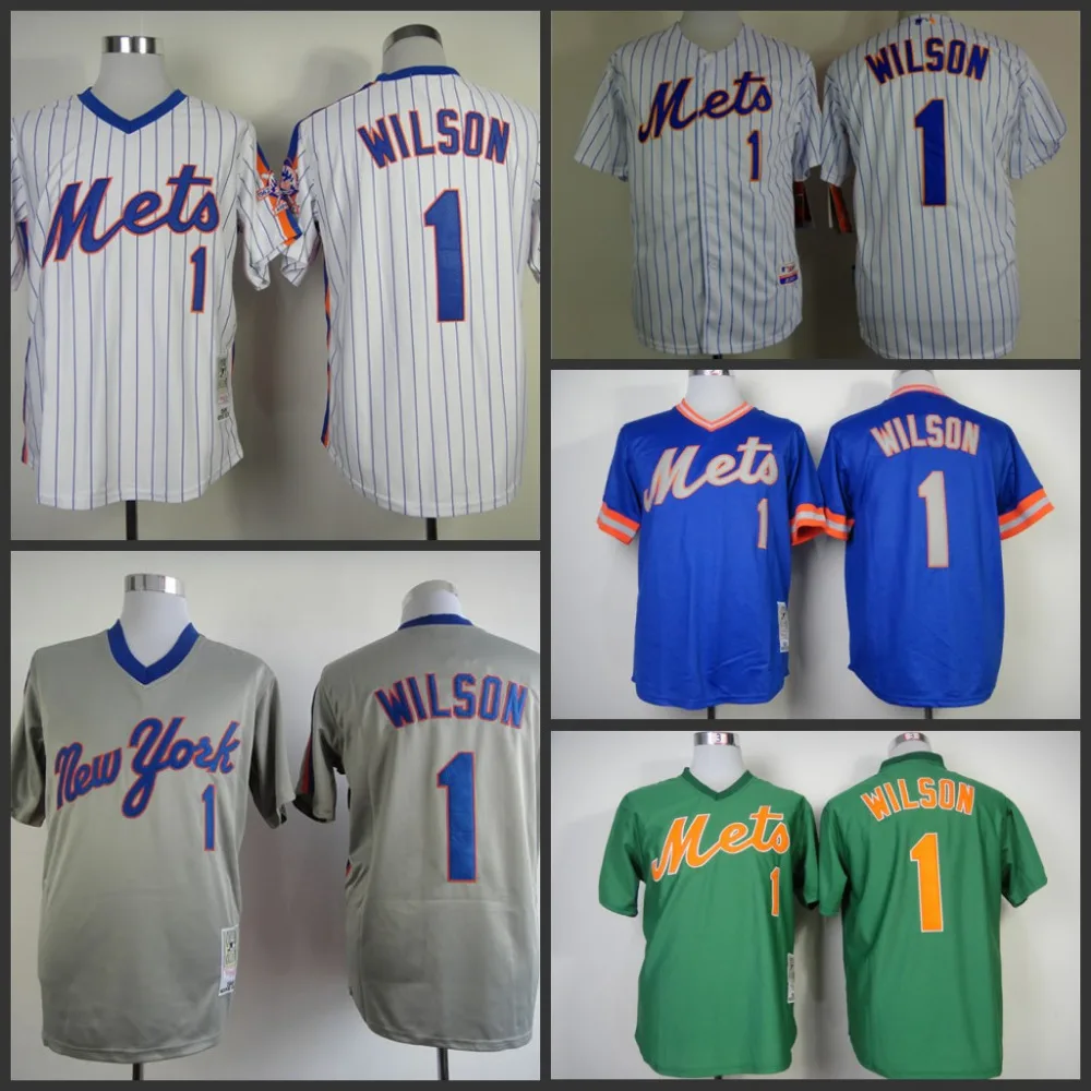 Authentic Mens Ny New York Mets jersey 1 Mookie Wilson Baseball Jersey