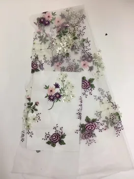 

New network white lace tulle fabric wholesale LACES of Africa in 2017 France lace fabric lace embroidery network rose