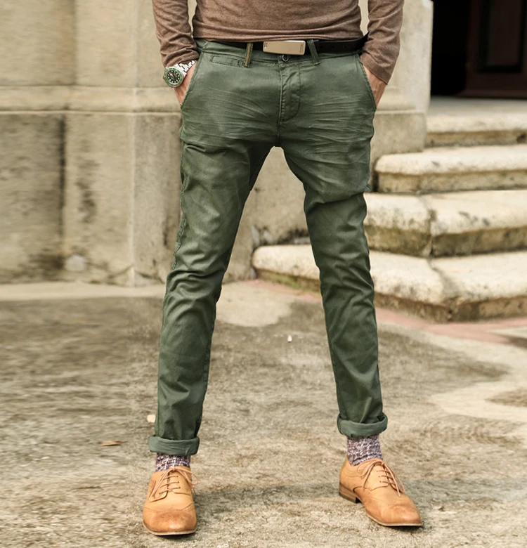 ФОТО Retro metrosexual man wash old army green male super slim jeans metrosexual man straight casual jeans K659