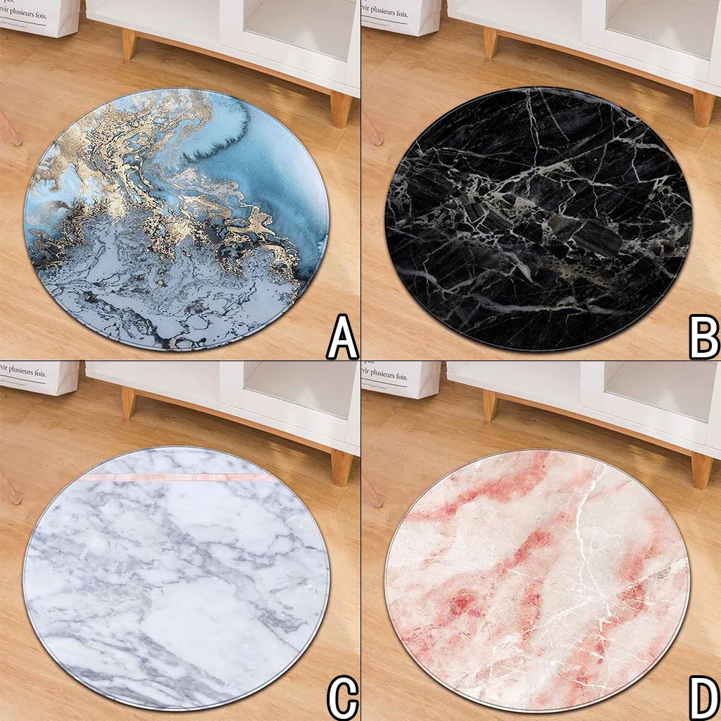 

ISHOWTIENDA Fashion Marble Pattern Not Fade Doormat Foot mat Round Flannel bath pad Kitchen Carpet 60cm