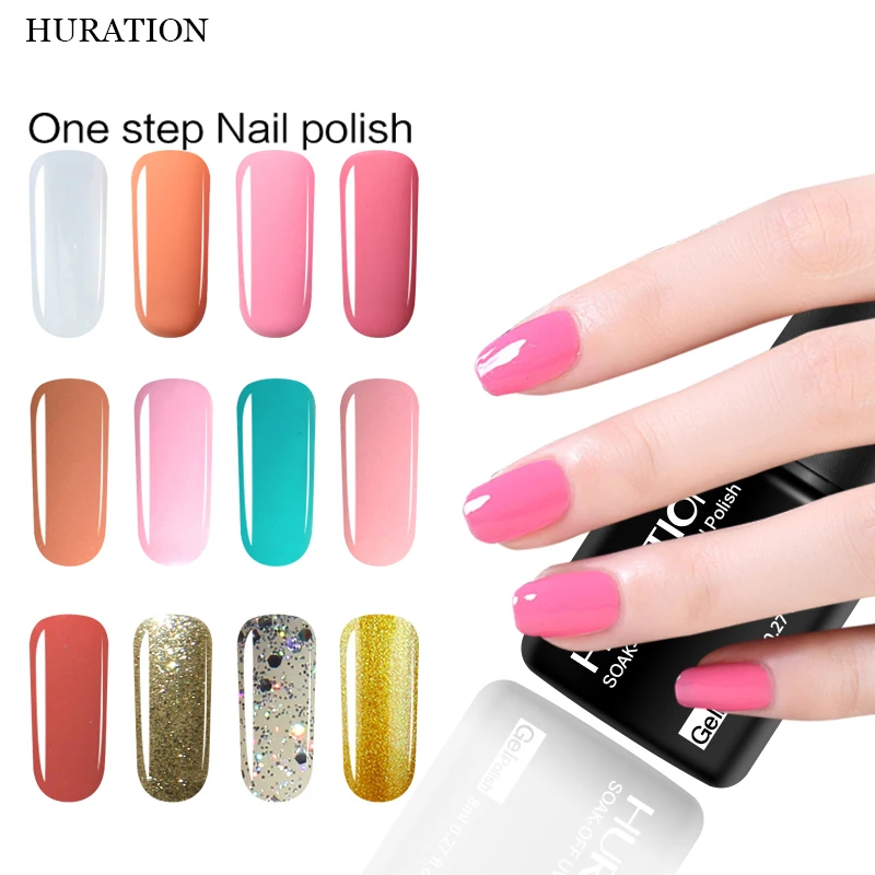 

Huraiton 3 In 1 Manicure LED UV Gel Varnishes Shining Soak Off One Step Nail Gel Polish Color Three-in-one Nail Gel Lacquer Art