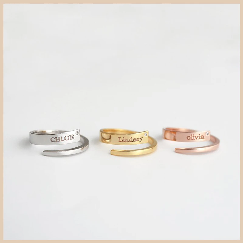 

SG Personalized 925 sterling silver adjustable Name Ring for women Engraving custom Name Ring Bridesmaids Mom gifts 2019 new