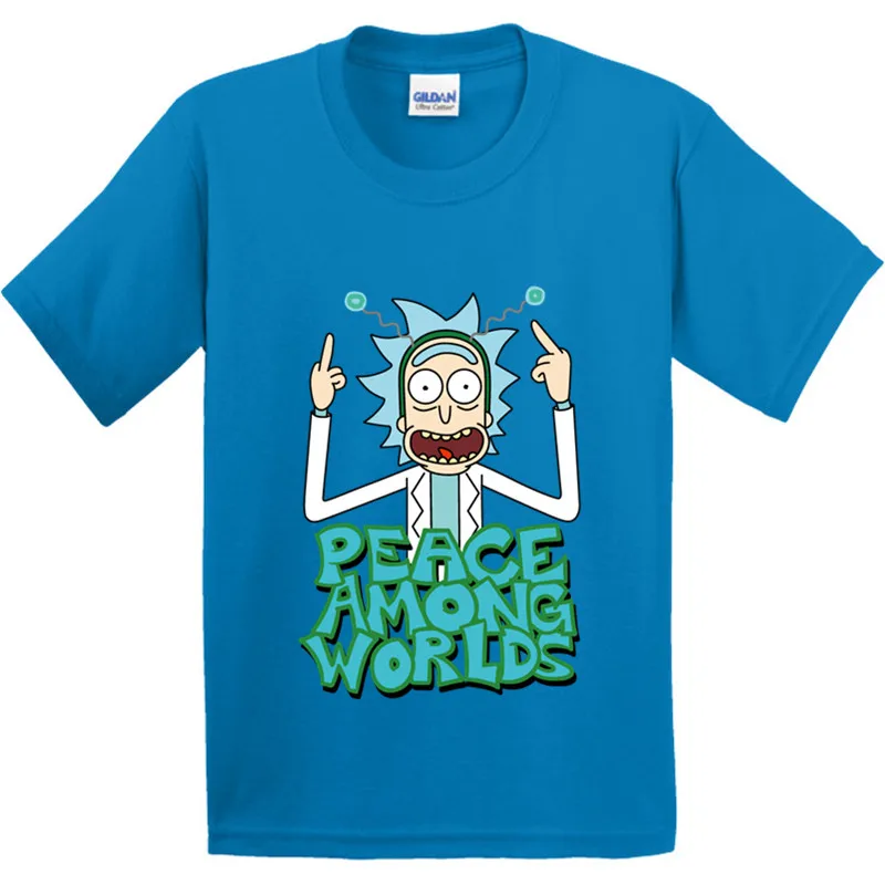 Детские хлопковые футболки с принтом аниме Рик и Морти детские забавные летние футболки с рисунками из мультфильмов, повседневные топы для мальчиков и девочек, одежда для малышей GKT008