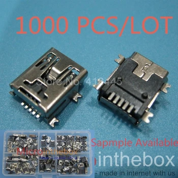 

1000PCS/LOT Mini usb connector female Copper Shell SMD SMT 5Pin mini usb jack for mobile phone bluetooth speaker