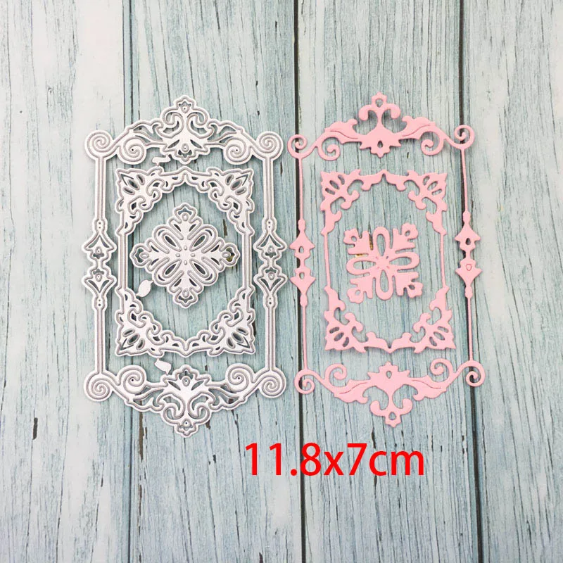 

Hollow Lace Flower Metal Cutting Dies Rectangle Stencil for DIY Scrapbooking Photo Album Embossing Paper Card Decorative Craft