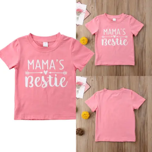 2018 Новая розовая блузка с короткими рукавами для маленьких девочек футболки и топы, летняя одежда