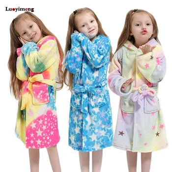 

Winter Animal Kigurumi Kids Unicorn Bath Robes Boys Sleepwear Children's Dressing Gown Flannel Hooded Bathrobe For Girls Pyjamas