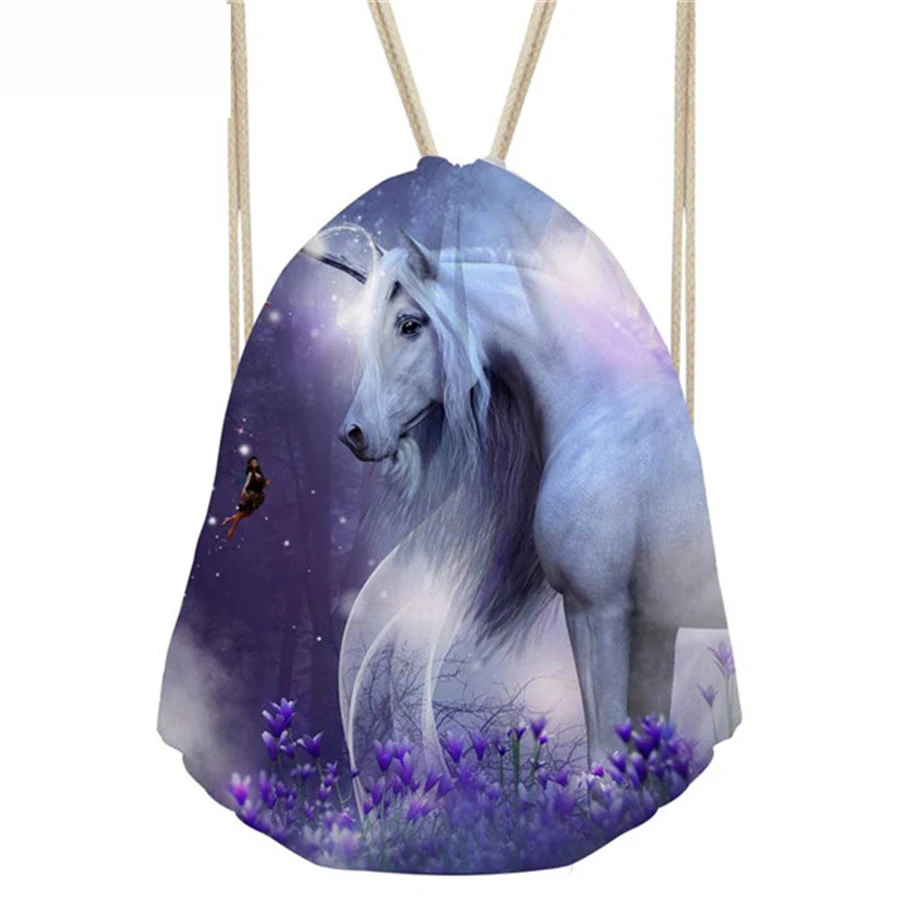 ThiKin Horse Women Mochila Small Female Drawstring Bag String Sport Bags for Fitness Kids Girls School