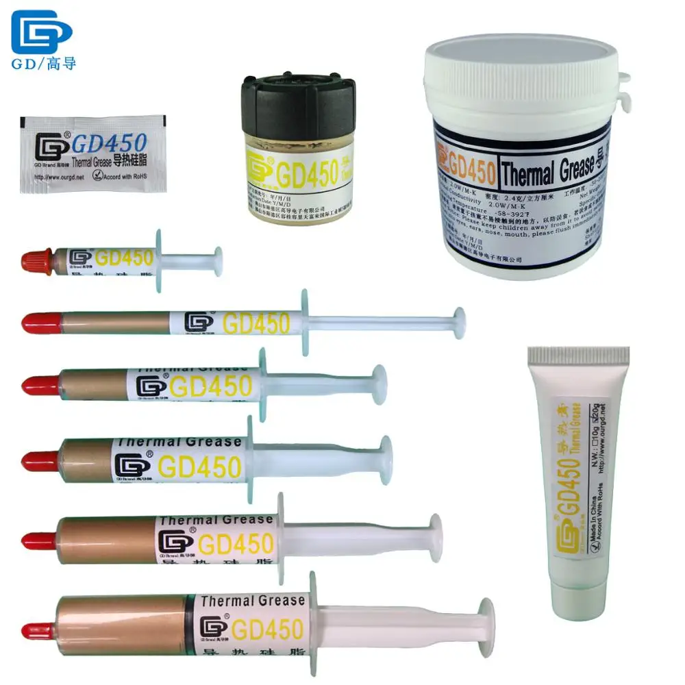

GD450 Thermal Conductive Grease Paste Silicone Plaster Heatsink Compound Golden SSY1 SY1 SY3 SY7 SY15 SY30 CN20 CN100 ST20 MB05
