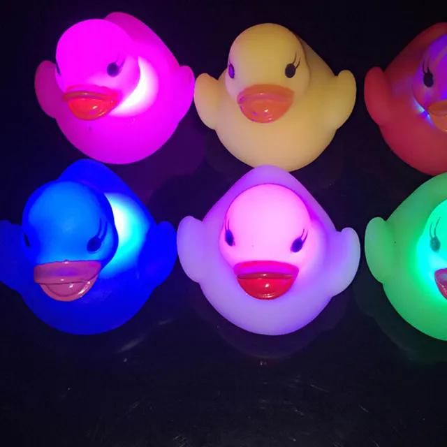 Led Light Drink Float Water Swimming Child's Play Mouth Mini Small Yellow Rubber Duck Educational for Children Baby Bath Toys