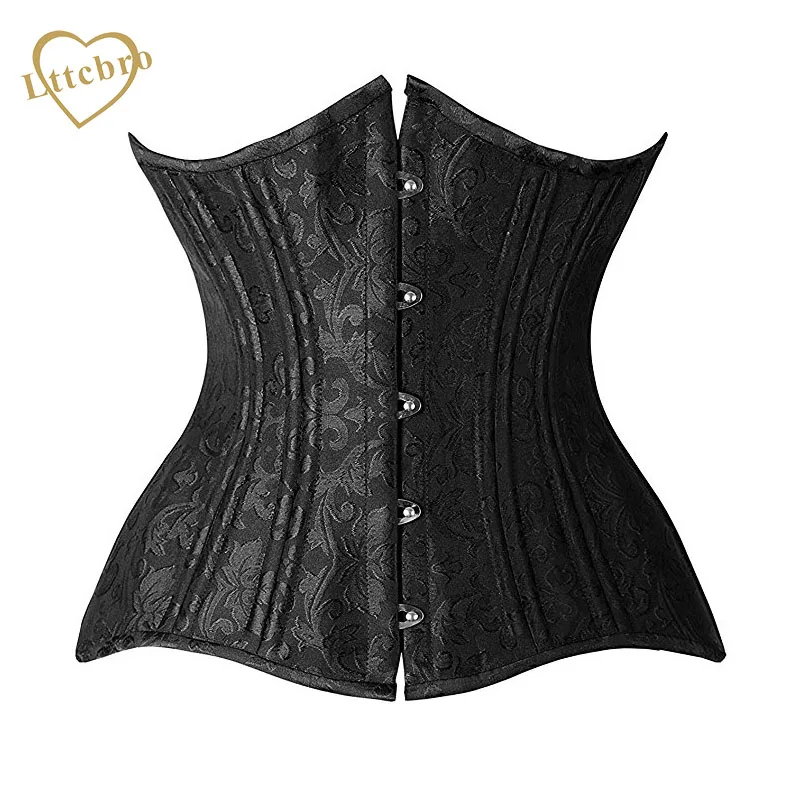 

Steel Boned Corsets Longline Heavy Duty Waist Corset Shaper Underbust Corset Bustier Black