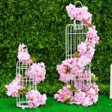 Сакура вишня лоза Свадебные цветы украшения из ротанга шелковые цветы для дома вечерние Декор Шелковый Плющ Настенный Цветок висящий венок гирлянда