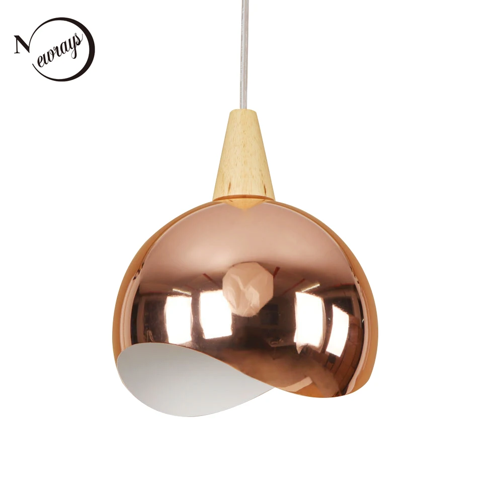 

Europe simple mirror iron wood pendant light LED E27 modern loft hanging lamp with 2 styles for lobby living room bedroom office