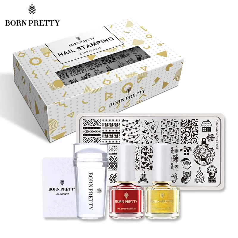 

BORN PRETTY Nail Stamping Kit Polish Clear Jelly Stamper Scraper Stamping Template Nail Art Stamping