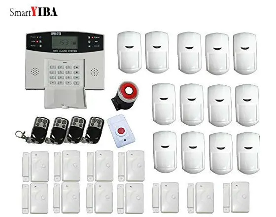 

SmartYIBA Auto Dialing Dialer SMS Call Remote Control Home Burglar Alarm System SIM GSM Alarma With Motion/Panic/Door Alarm Kits