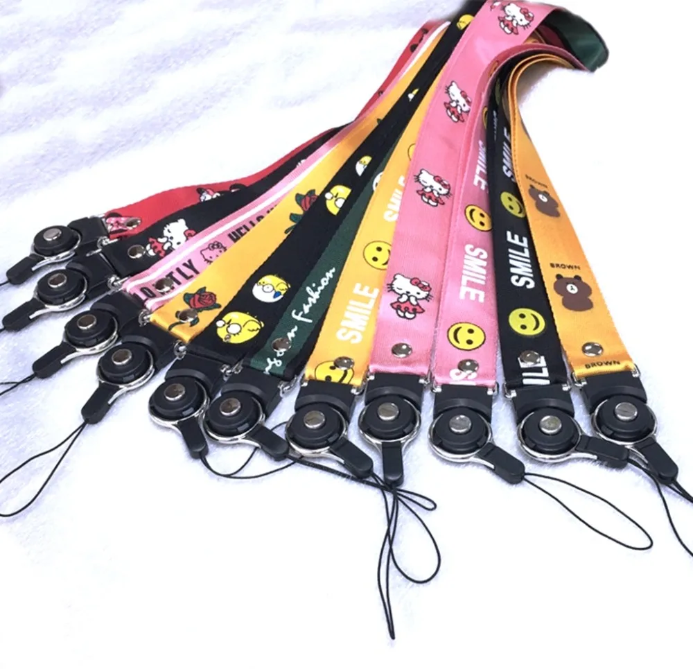 تمريرة id شارة حامل البطاقة الكرتون الهاتف الحبل الرقبة الأشرطة رياضة مفتاح/حامل الهاتف المحمول usb diy هانغ حبل الوهق الحبل