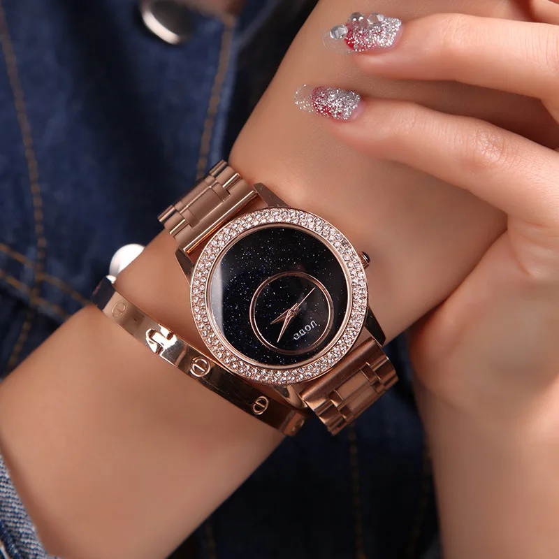 Luxury GUOU Brand Gold Stainless Steel Top Quality Fashion Woman Diamonds Lady Gift Quartz Wristwatches waterproof student Watch | Наручные