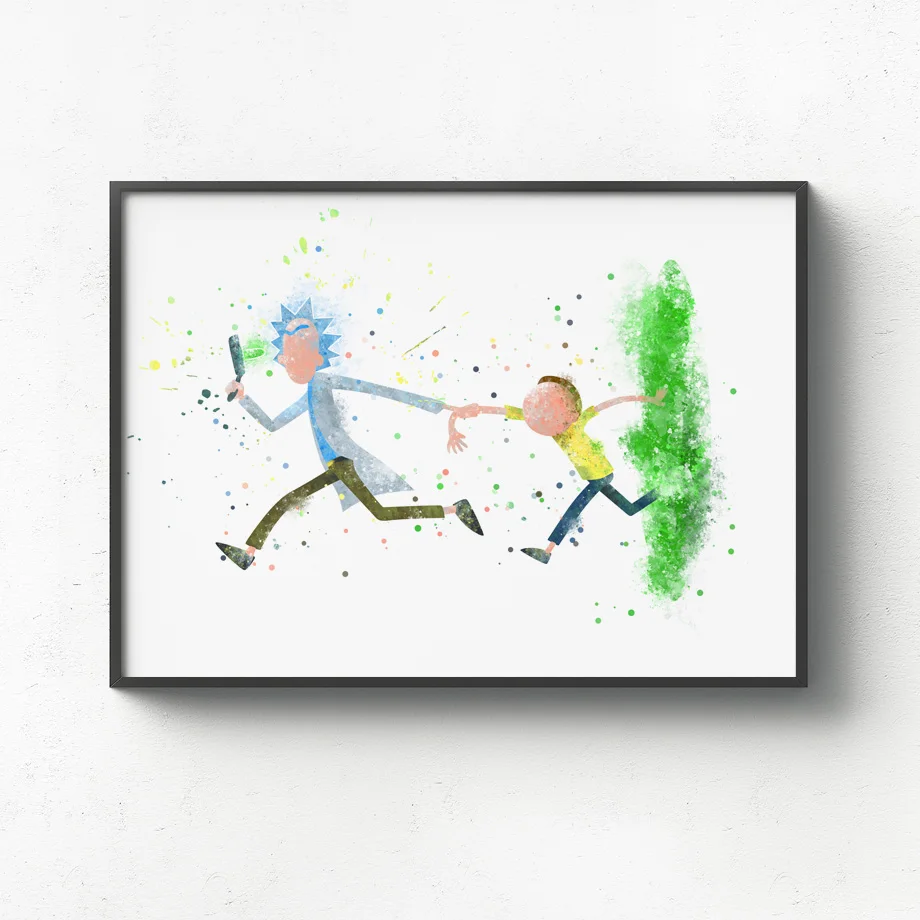 

Canvas Painting Nordic Style Prints Rick and Morty Anime Home Decor Wall Artwork Modular Pictures Simple Poster For Kids Room