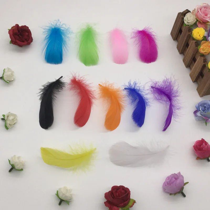 

HOT SALE! 100Pcs/Lot 100% Natural 6-9CM Colourful Goose Feather Plume for Wedding,Hat,Hair accessories