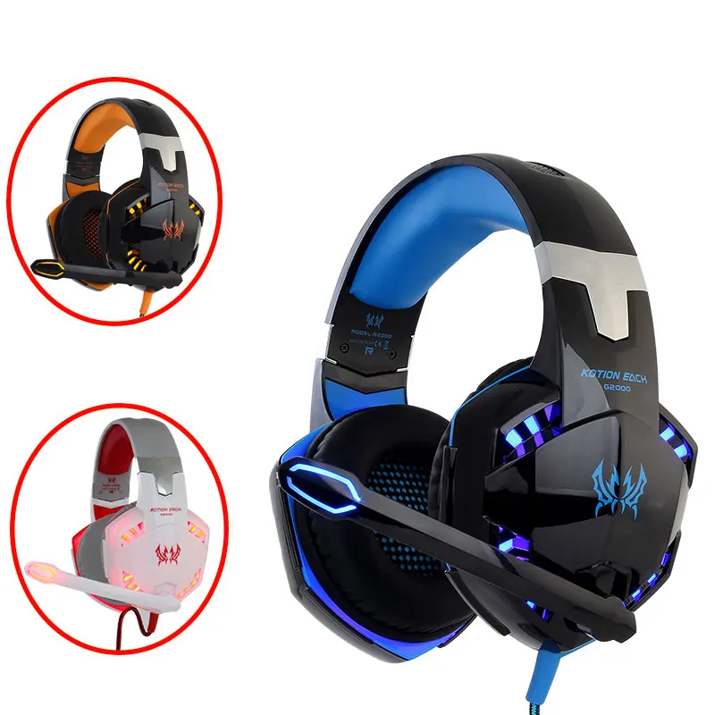 KOTION JEDER G2000 G9000 G4000 stereo gaming headset großen für computer mit mikrofon LED Licht Tiefe Bass gamer kopfhörer Billig