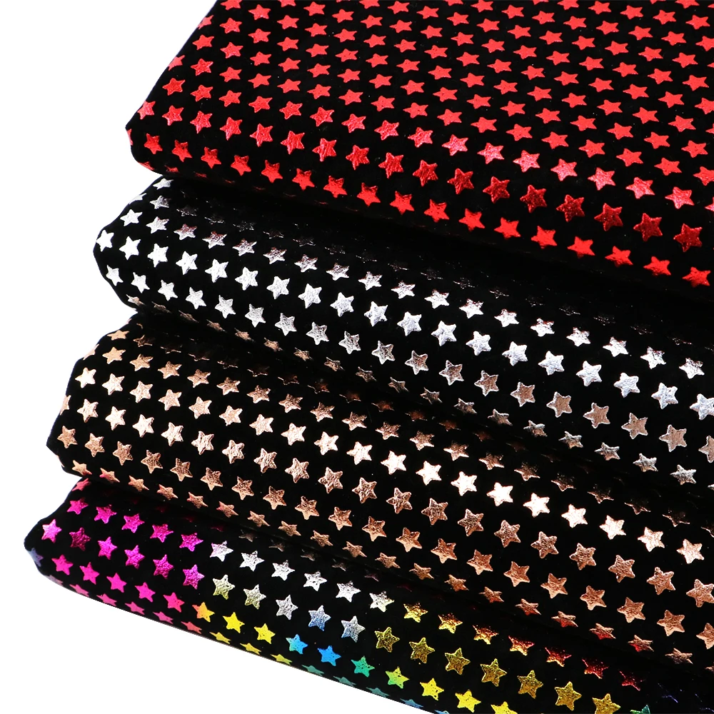 

50x145cm Stars Flocked Faux Synthetic Leather Fabric ,DIY handmade materials for bag shoes hair bow decoration,1Yc2947