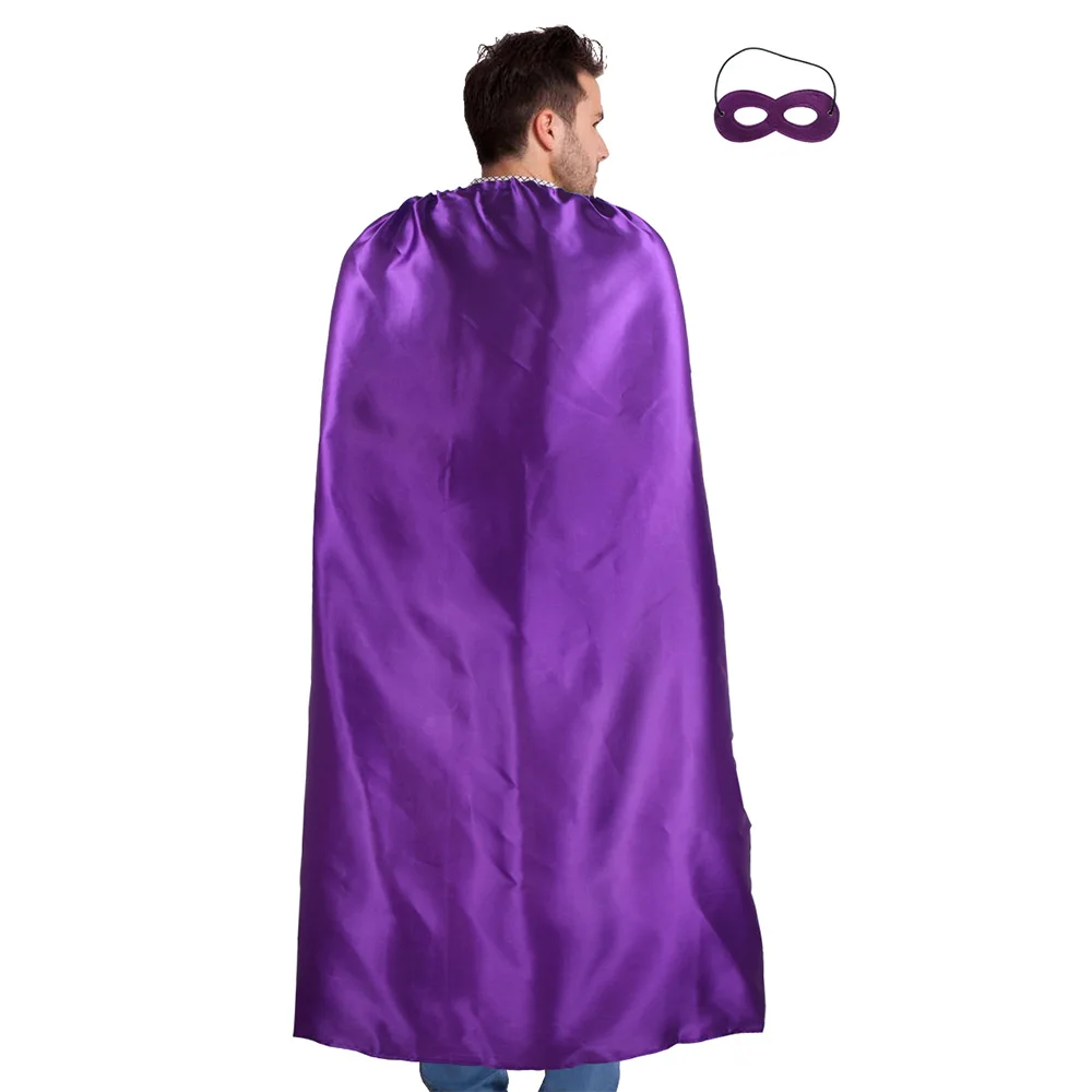 

140*90 cm Adult plain superhero costume cape and mask decoration birthday party Halloween men cosplay costumes carnival gifts