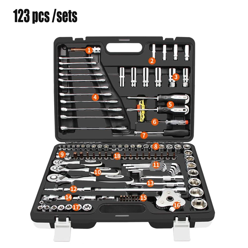 

150 pcs Car Repair Tool Box Precision Ratchet Wrench Set Sleeve Universal Joint Hardware Tool Kit For Car