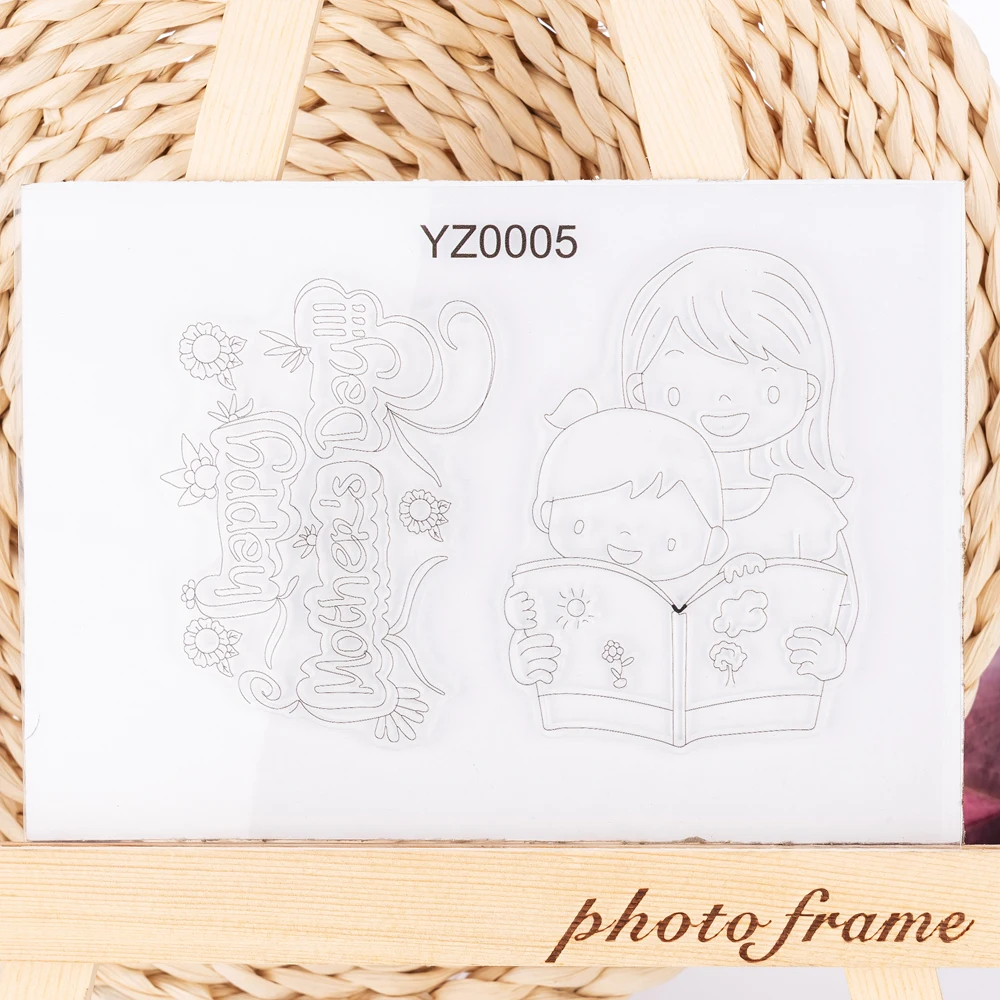 

Mother Kid reading book transparent silicone clear stamp for scrapbooking DIY craft decoration stamp kids handmade diy stamps