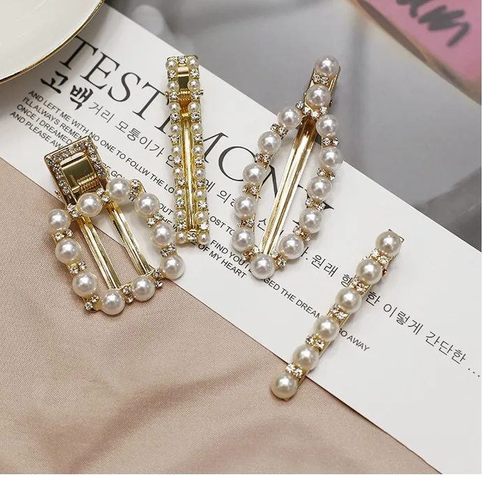 

Earofcorn Pearl Rhinestone A Word Clip Metal Adult Clip Hair Clips Hair Accessories Headdress Boutique
