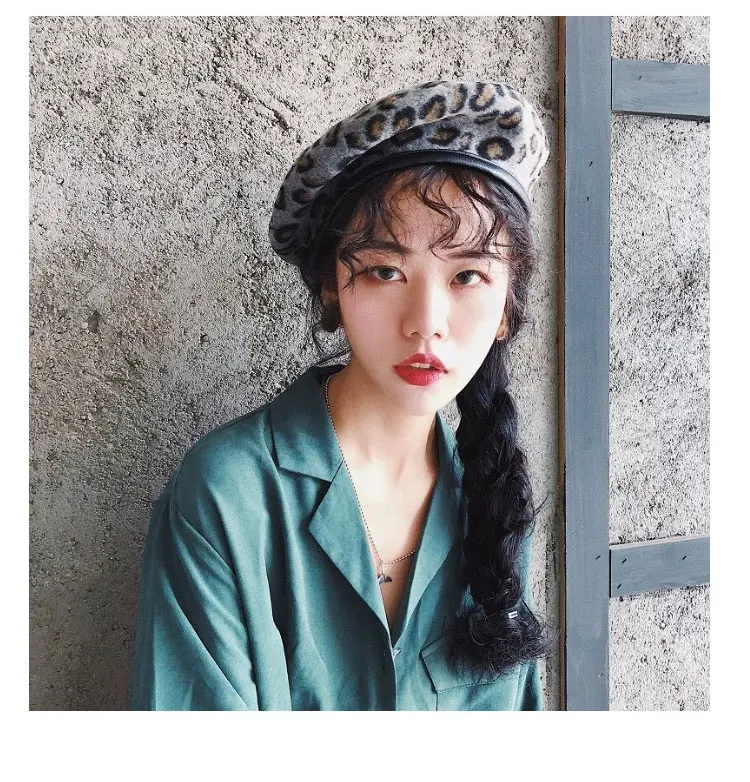 beret hats for women Beret Leopard Autumn Winter beret women        berets caps for women (12)