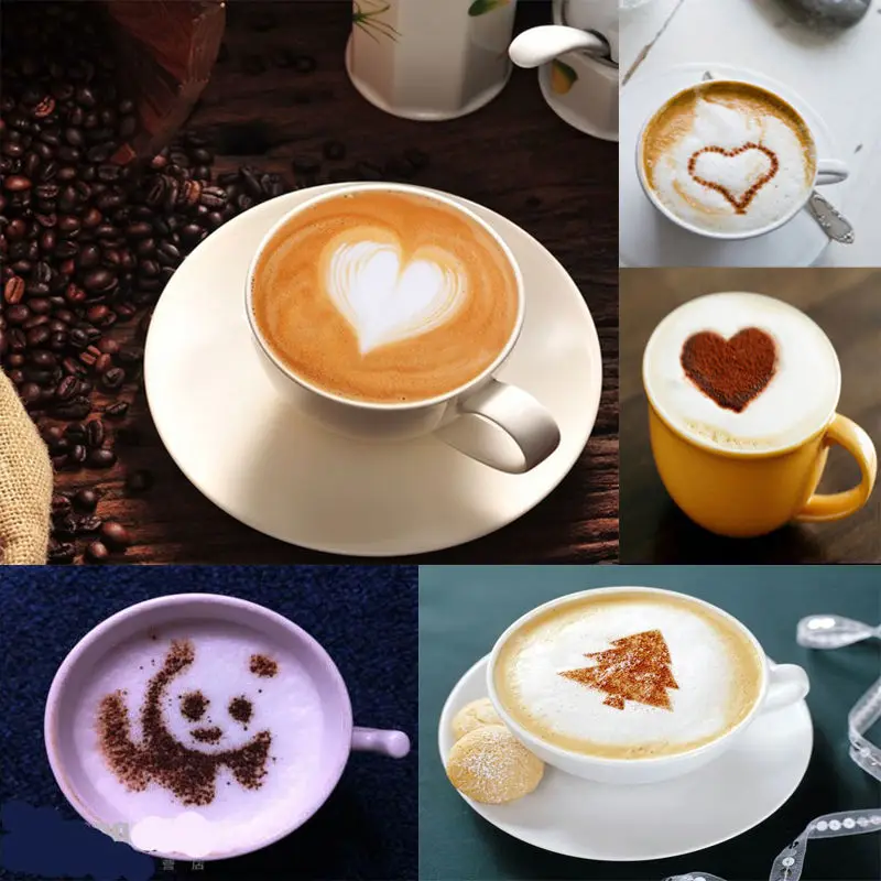 8 X латте искусство кофе трафарет пена для капуччино Ремесло Украшение молочные формы для напитков Горячий