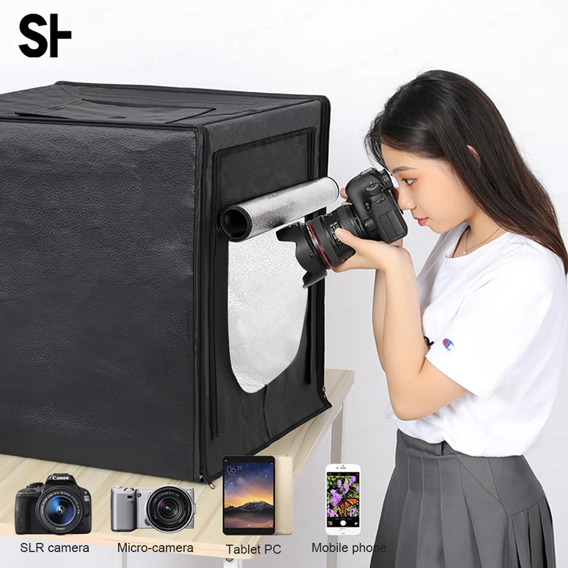 

LED Folding Photo Studio Softbox Lightbox 40cm 50cm 60cm 70cm Light Tent With White Black Background Accessories Box Light