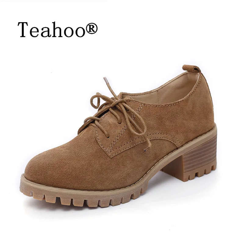 

Teahoo Oxford Shoes For Women 2017 Autumn Thick Heel Women Pumps Shoes Brogues Oxford Woman Casual Platform Shoes British Style