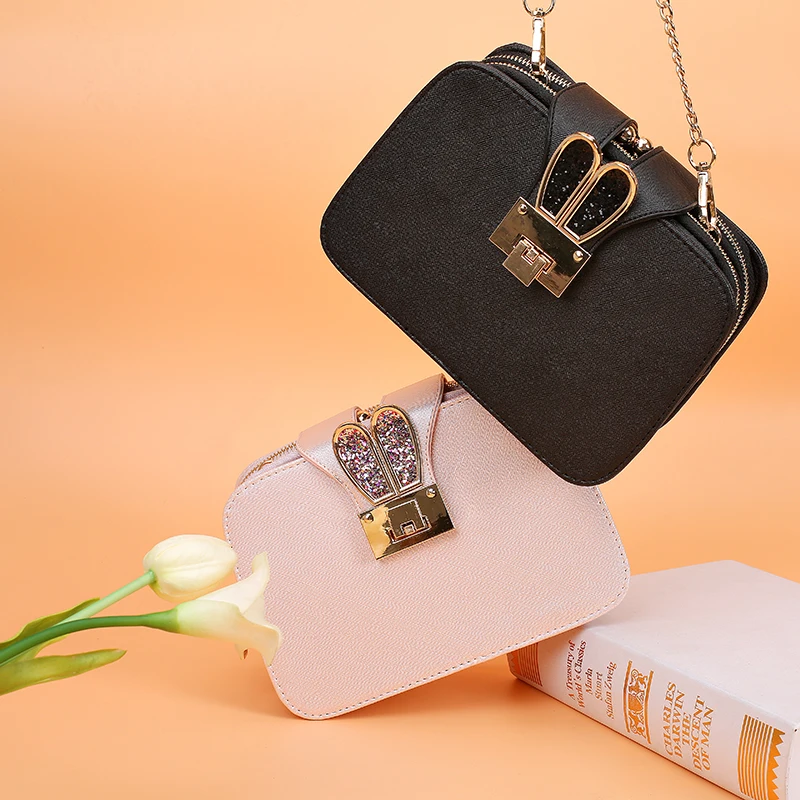 

Korean Style Women fashion shoulder bags Female Chain Strap Ladies Handbags Rabbit Ears Girls Clutch Crossbody Messenger Bags