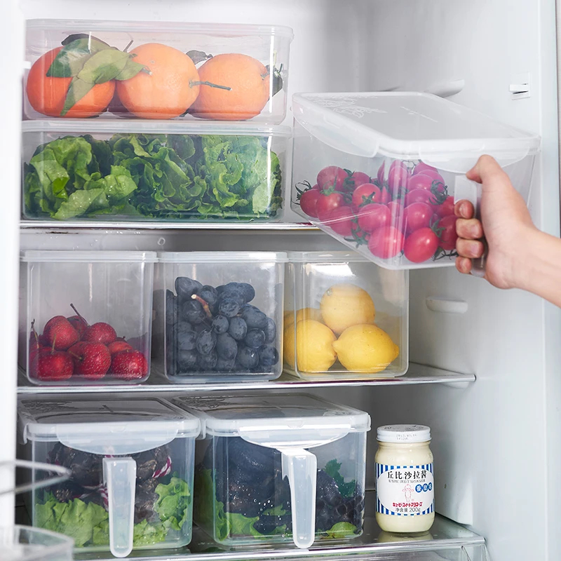 

Kitchen Transparent Storage Box Refrigerator Food Fresh Container Grains Beans Storage Sealed Cabinet Organizer Accessories Supp