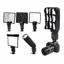 5 in 1 Speedlight Falsh set 3 x Foldable Speedlight Reflector + Snoot Flash Softbox Diffuser + Honeycomb grid with Carrying bag