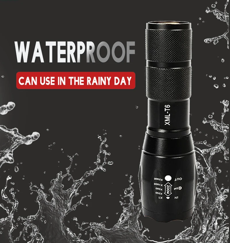 

LED Rechargeable Flashlight XML T6 linterna torch 800 lumens 18650 Battery Outdoor Camping Powerful Led Flashlight