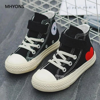 

2019 Spring Autumn Kids Shoes For Girl Children Canvas Shoes Boys Sneakers Girls Shoes White High Solid Fashion Children Sneaker