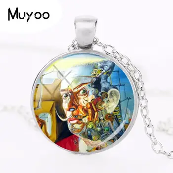 

2018 New Salvador Dali Art Painting Necklace Pendant Round Handmade Photo Jewelry Glass Dome Necklaces Pendants HZ1
