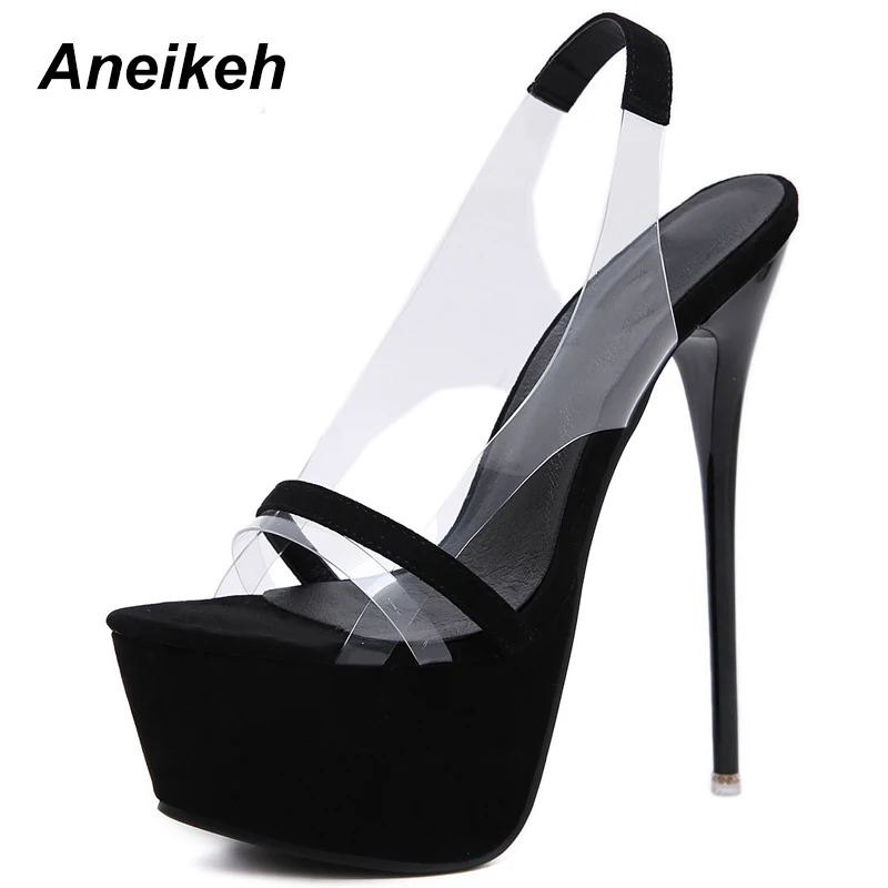 Aneikeh 2022 Fashion NEW 16 CM Platform High Heels Sandals Summer Sexy Slip-On Open Toe Gladiator Party Thin Women Shoes | Обувь