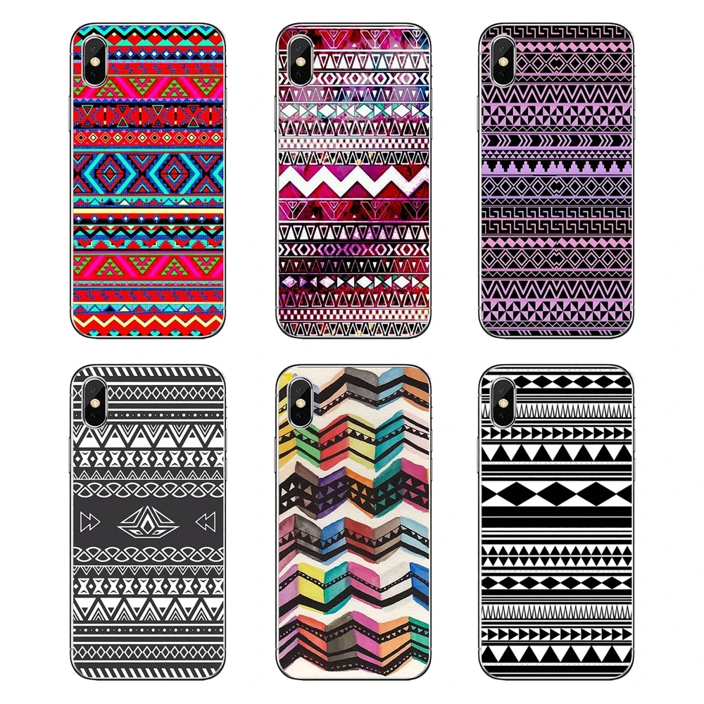 For Xiaomi Mi A1 A2 5X 6X 8 lite SE Pro Max Mix 2 2S 3 Mi5 Mi5S Aztec tribal black coral stripes Transparent Soft Shell Covers |