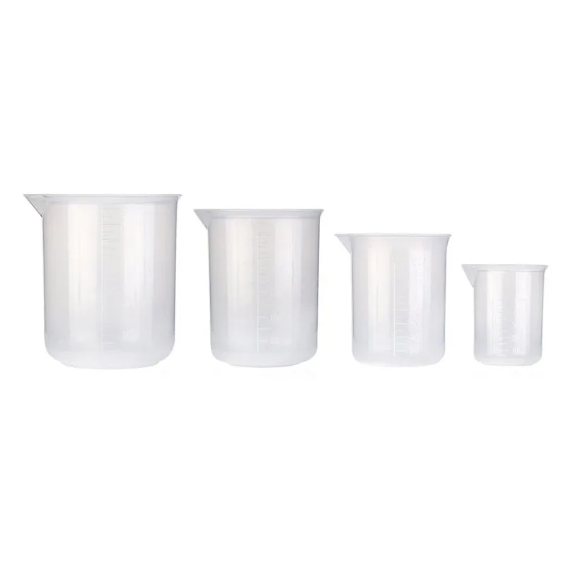 Набор из 4 мерных стаканчиков Labs Пластиковые мерные стаканы 50 мл 150 мл 250 мл 500 мл (прозрачные)