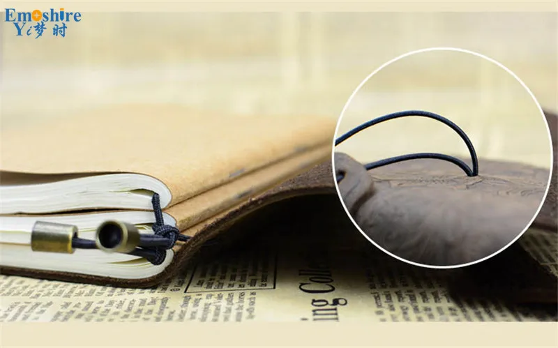 Emoshire Tied the rope travel Notepad custom handmade leather leather notebook retro European-style diary gift (6)
