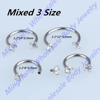 

16 Gauge Surgical Steel Internal Threaded CZ Gem Circular Barbells Nose Ring Ear Cartilage Helix Tragus Stud Piercing Jewelry