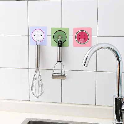 10pcs/lot Fruit nail-free seamless strong glue door hooks Kitchen bathroom wall multi-purpose hooks
