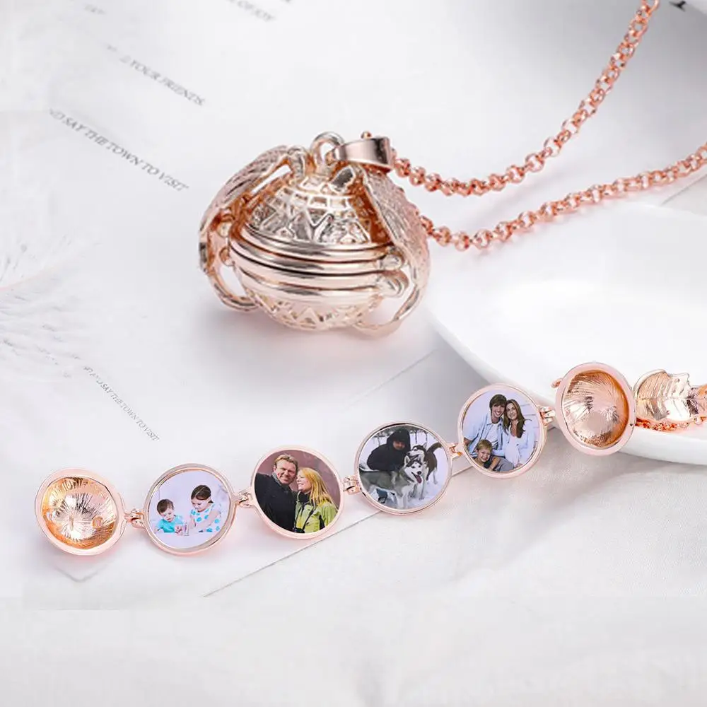 

Magic 4 Photo Pendant Memory Floating Locket Necklace Angel Wings Flash Box Fashion Album Box Necklaces Collares Collier Femme