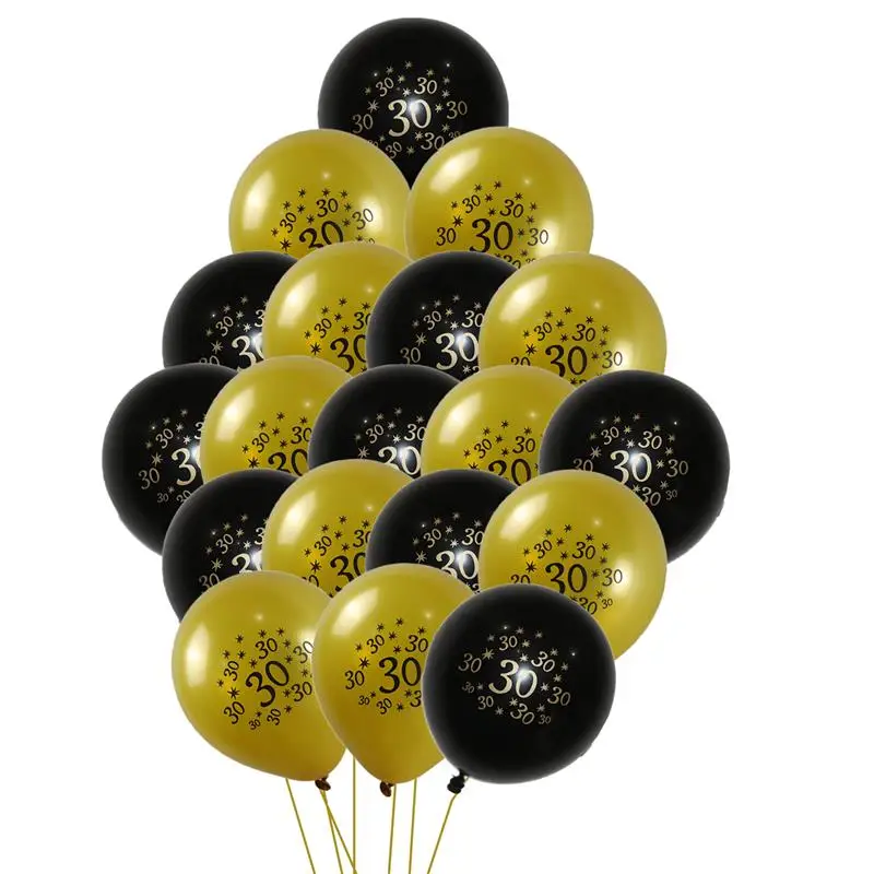 

100PCS Party Balloons Decorative Numbers Printed Latex Balloons Party Favors For 30th 40th 50th Birthday Party