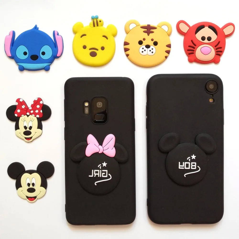 

Cartoon Black DIY Soft Silicone Phone Case For Huawei P8 P9 P10 Lite P9Plus P10Plus Case Cute Lanyard Frosted Back Cover Coque