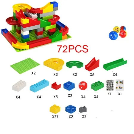 Новые мраморные гоночные блоки лабиринт мяч джунгли трек строительные блоки Забавный раздвижной шар кирпич подарок на день рождения игрушки для детей - Цвет: 72PCS