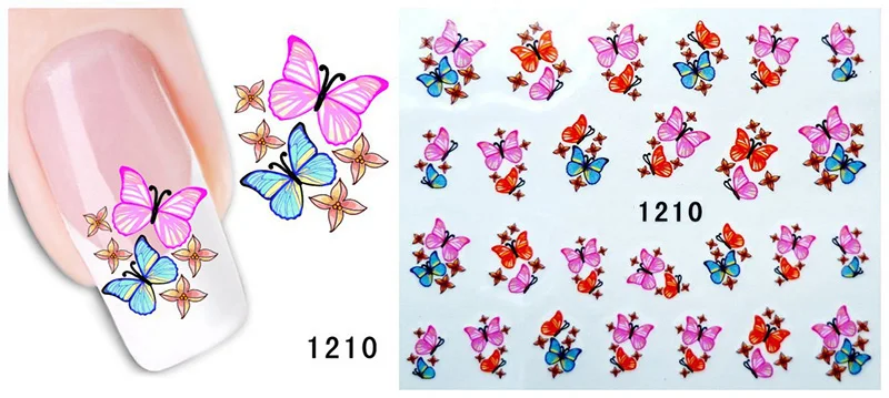 ROSALIND 2 шт цветок бабочка дизайн ногтей Наклейка переводная вода наклейка s красота Наклейка украшения ногтей Фольга кончик ногтя